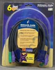 IOGEAR Mini Link G-2L1001P KVM Switch 6 Feet Cable Compatible w/ All PS2 24 AWG