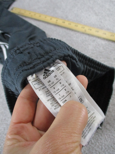 Adidas Track Pants Youth XL Gray White Stripes Tapered Leg * - Picture 13 of 17