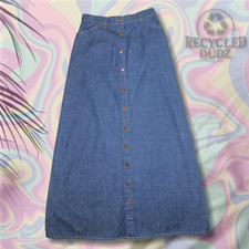 Vtg 1970's Levi's Denim Maxi Skirt 27.5" x 40" Hippie Boho Festival Retro Cool