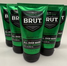 Lot Of 6 Brut All Over Wash 3-in-1 Face Hair Body 5 fl oz NEW Free Shipping