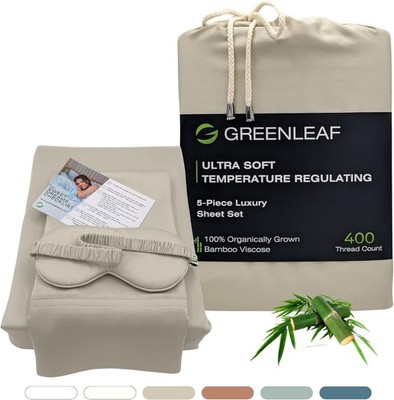 GREENLEAF 100% Organic Viscose Derived Soft & Cooling Queen Size 5pcs Set *NEW*