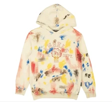 PALM ANGLES Ecru/Multicolor Painted College Hoodie Size M