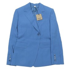 BURBERRY Tailored Blazer Wool Blue 36 Womens Double Breasted Lined Center Vent