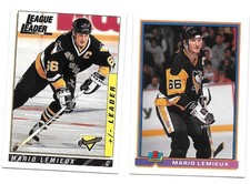 Mario Lemieux 1993-1994 Topps Premier  #37 & 1991 -1992 Bowman #87  PENGUINS