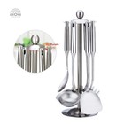 6 Stück Set Küchenhelfer Edelstahl Kochutensilien mit drehbarem Halter Organizer