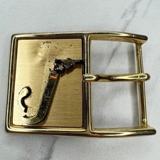 Vintage J Initial Letter Gold Tone Belt Buckle
