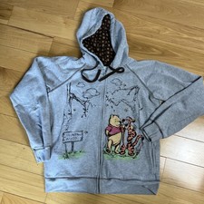 Disney Hoodie Winnie The Pooh, Fleece Womens M Pooh/Piglet/Eeyore Full Zip A1