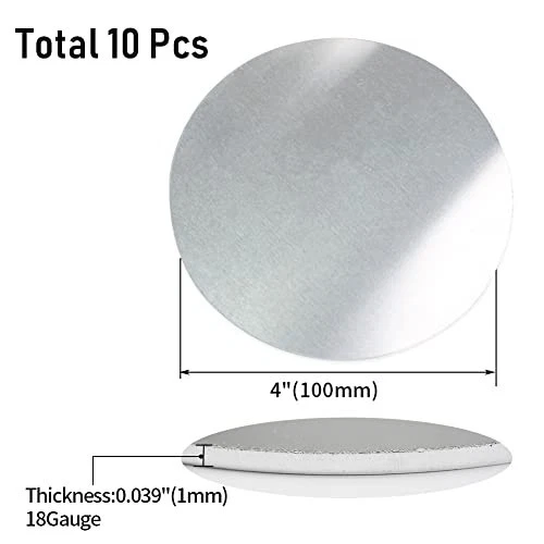 Discos de aluminio de 4" - espacios en blanco redondos calibre 18 para estampado de metal y fabricación de joyas, 1 Foto 3 de 4