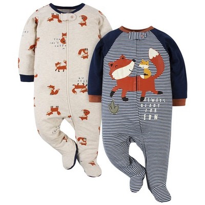 Gerber Baby Boys 2-pack 'N Play And Toddler Sleepers, Blue Fox, 3-6 Months US