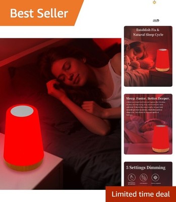 Eco-Friendly Red Light Therapy Lamp - Rechargeable Nightlight for Stress Relief