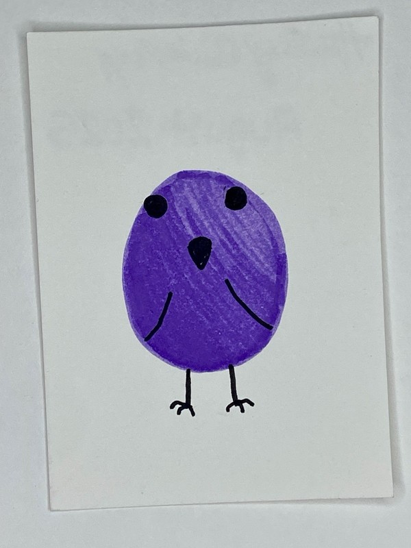 ACEO Original Painting Purple Bird 2.5x3.5 Watercolor Art
