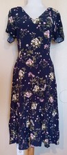 Old Navy Blue Floral V-neck Short Sleeve Rayon Dress Women's M ~ NICE