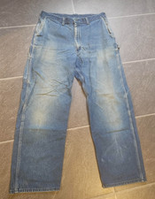 VTG OSHKOSH B'GOSH UNION SANFORIZED CARPENTER DUNGAREES JEANS FADED SZ 34X29