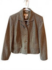 Talbots Petites Blazer Jacket Womens Size 6 Gray Tweed 4-Button Lined