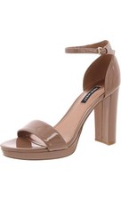 Nine West Womens Elope Metallic Embossed Platform Heels Beige 6 Medium (B,M)
