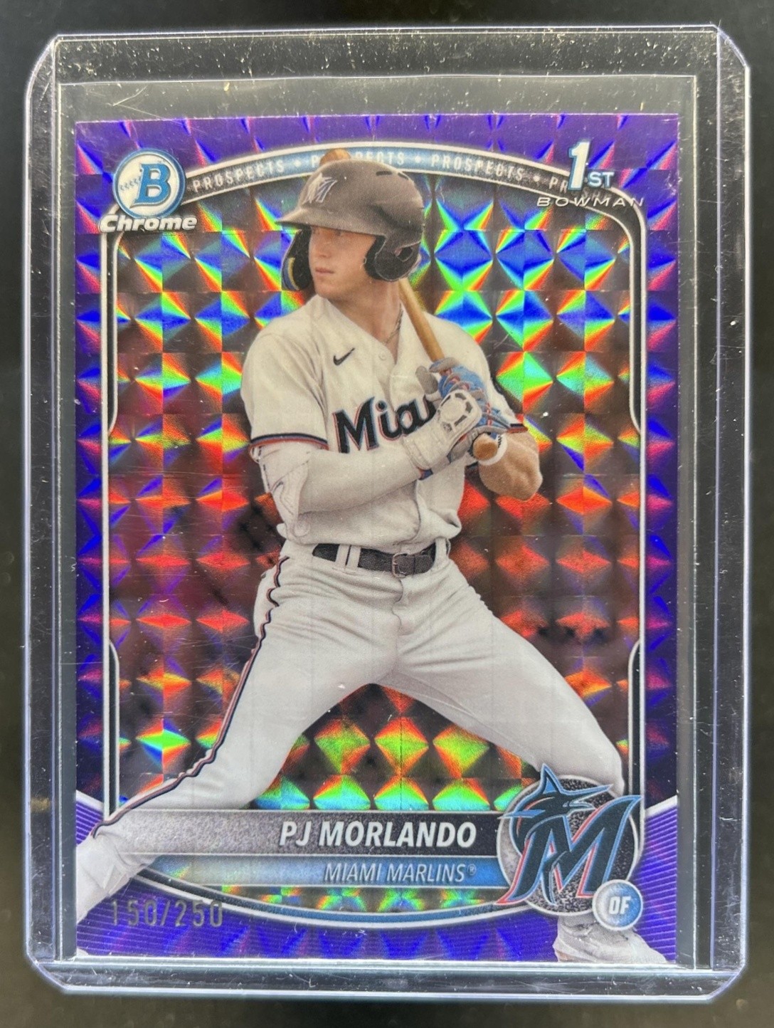 2025 Bowman PJ Morlando Chrome Purple Geometric Refractor 1st #/250 Marlins