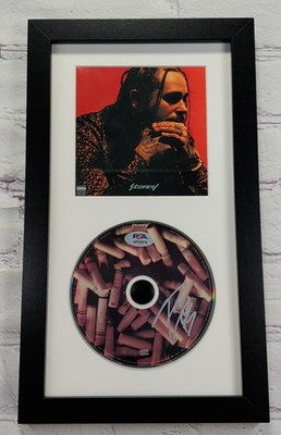 Framed : Post Malone Autographed / Signed Stoney CD + Insert : PSA
