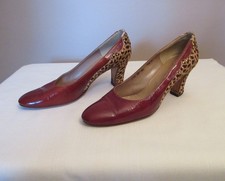Vintage 1960s Rosina Ferragamo Schiavone Leopard Animal Print Heels Shoes 9 1/2