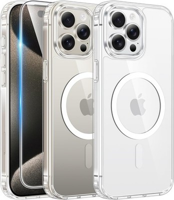 iPhone 15 Pro Case: Clear Magnetic Phone Cases with Screen Protector Slim Rugged