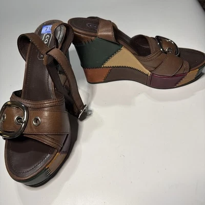 Coach Kayle Patchwork Platform Sandals Size 7.5 Ankle Strap Open Toe Buckle - Image 1 of 4