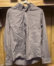 Geoffrey Beene Men's Gray Check Dress Shirt Long Sleeve Collared Button