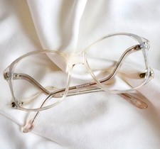 Vintage 70s 80s Clear  Silver Eyeglasses Frames Boho Frames Drop Arm 52 15