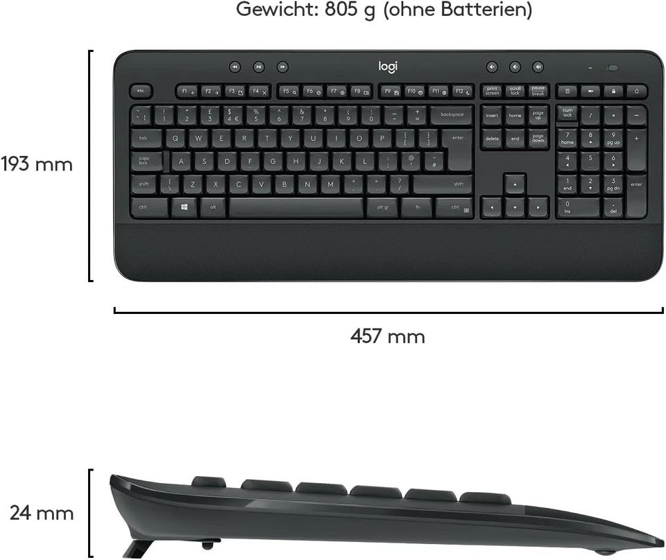 Logitech K545 Kabellose Tastatur - Schlank, leise, für Logitech MK545, MK540 -NS - Bild 4 von 4