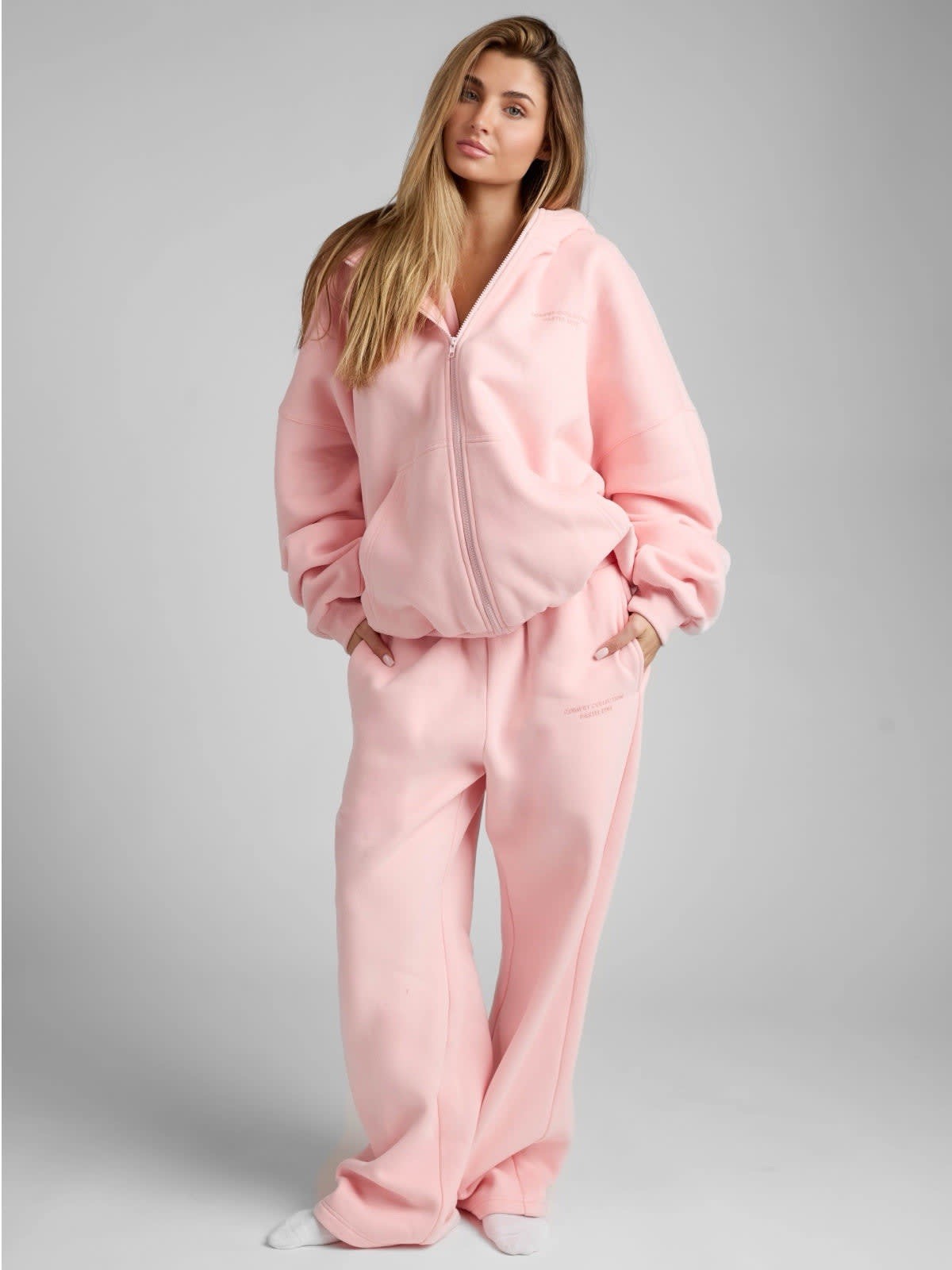 Comfrt Pastel Zip Up Hoodie Limited Edition Bubblegum Pink Sz Small Oversized