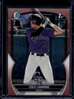 2023 Bowman Draft Cole Carrigg Chrome Rose Gold Refractor 1st #/10 Rockies