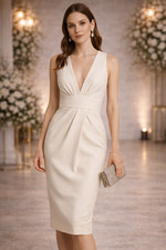 ZIMMERMANN IVORY V-NECK PENCIL DRESS SIZE 1