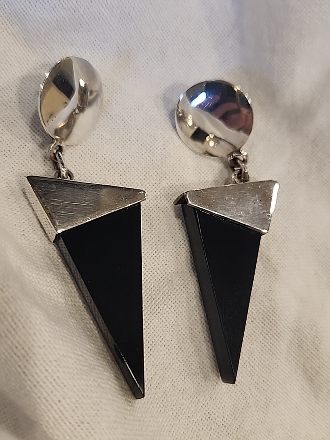 Silver Capped Black Triangle Button Style - image 2
