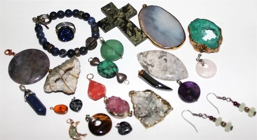 Fantastic mixe semi precious gemstones jewlery findings pendants Lot#465