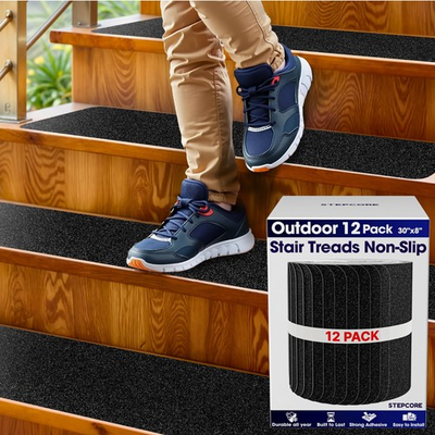 #ad Outdoor Stair Treads Non Slip – 30quot; x 8quot; – 12 Pack Waterproof 80 Grit Grip Strip $60.23