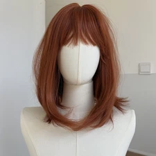 Bob Straight Copper Red Heat Resistant Hair Cosplay Wig With Bangs