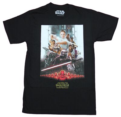 Star Wars Mens T-Shirt Episode Rise of Skywalker Rey Kylo Collage Over  Red