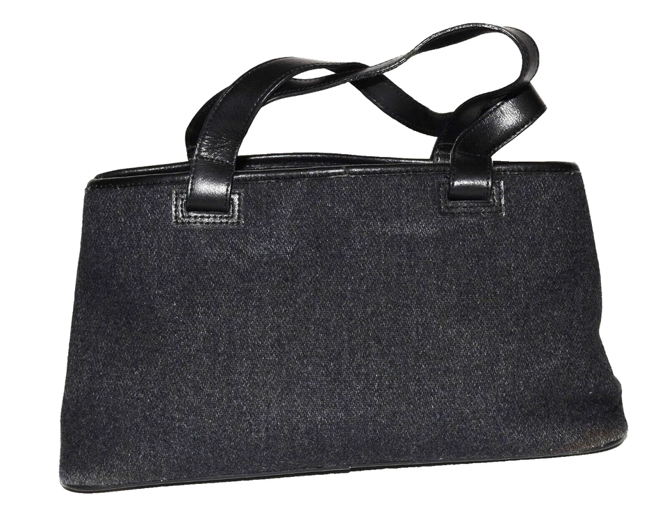 Bolso de hombro Eddie Bauer mezcla de lana carbón cuero negro correas dobles y detalles Foto 2 de 4