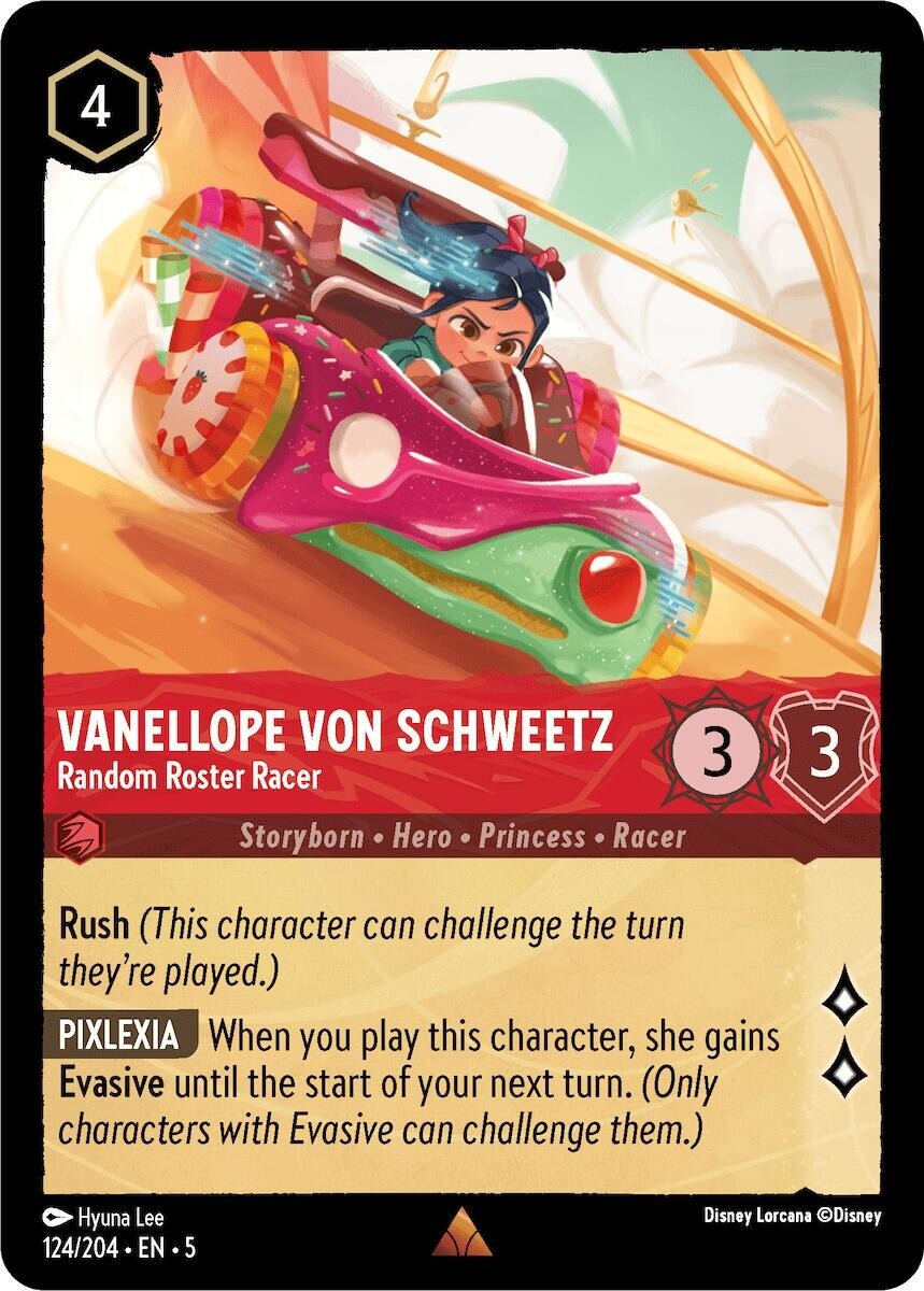 Lorcana NM Shimmering Skies Rare Vanellope Von Schweetz Random Roster Racer 124