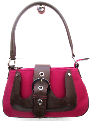 LANCEL Sac à main Authentique cuir framboise/marron TBEG vintage