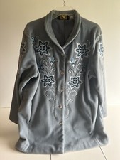 Bob Mackie Women's Plush Blue Embroidered Lined Coat Size XL