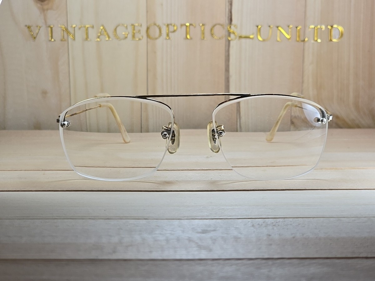 Shuron Optical Vintage 12k Yellow Gold Filled Rimless 1950s 