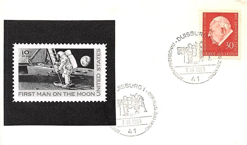 APOLLO 11 FIRST MAN ON THE MOON CACHET, DUISBERG, GERMANY, FANCY CANCEL -SC#1011