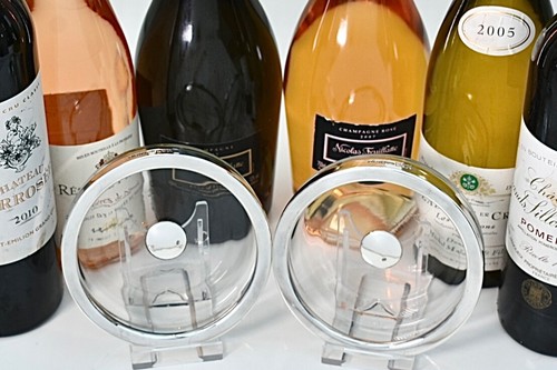 Coppia sottobicchieri di qualità argento sterling e cristallo/vetro champagne/vino 718g - Foto 20 di 24