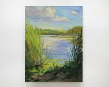 Summer Landscape painting IMPRESSIONISM original Oil on canvas by A. Onipchenko