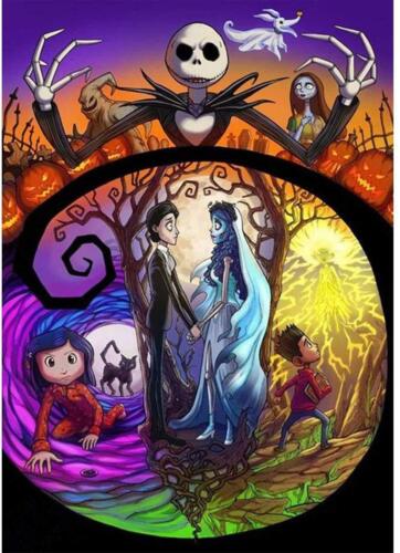 DIY Diamond Painting Jack and Sally Halloween 12x16Inch Full Round Drill Kits...