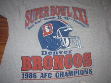 SUPER BOWL XXI DENVER BRONCOS 1986 AFC CHAMPIONS LARGE SCREEN STARS TAG