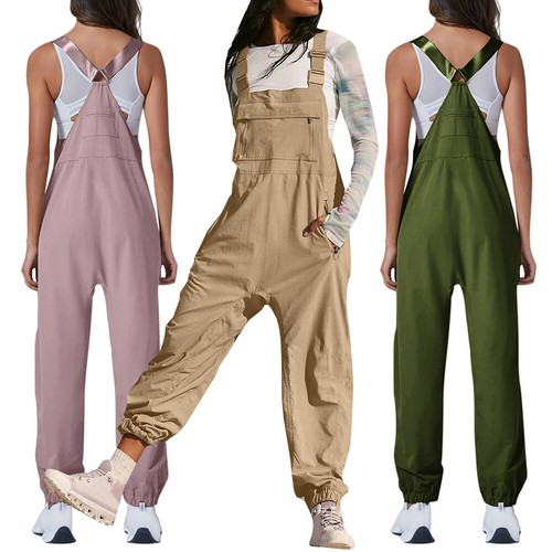 Women Jumpsuit Playsuit Overalls Pants With Pockets Strap Dungaree Trousers *