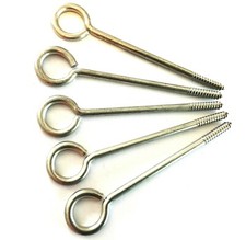 5 x Screw in Vine Eye Hooks 100mm Heavy Duty Stainless Steel Netting Ring Garden