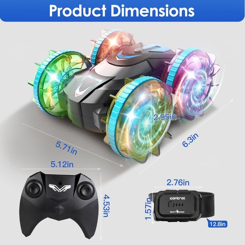 Amphibious Remote Control Car 4WD Gesture RC Car with RGB LED Lights Pool Toys - Picture 11 of 22