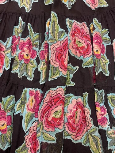 COLECCIÓN VINTAGE Boho Floral Parche Fiesta Boho Malla Superposición Midi Maxi Falda M - Imagen 8 de 12