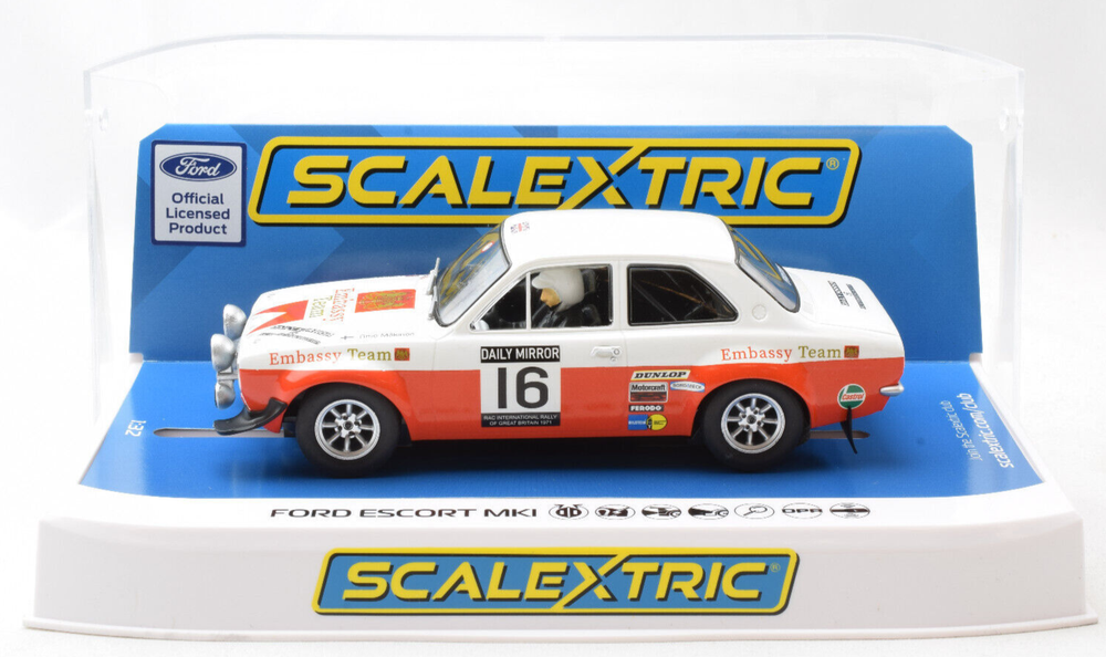 Scalextric Embassy Team Ford Escort MKI DPR Slot Car with Lights 1:32 Scale C4324
